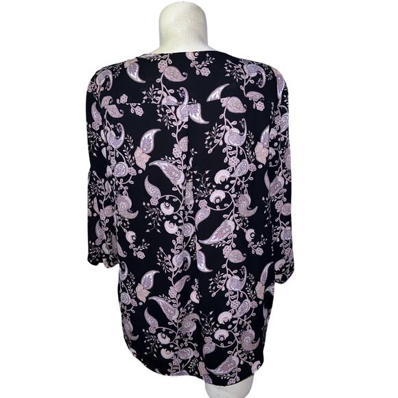 Soho New York & Company Jeans Top Women's Sz XL Floral Print Long Sleeve Blouse - Picture 5 of 6